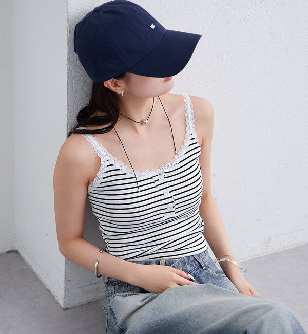  「パット付きボーダーキャミ」|キャミソール|