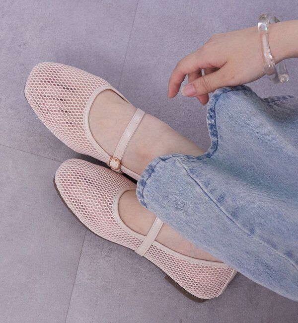  「メッシュパンプス」|パンプス|アイボリー