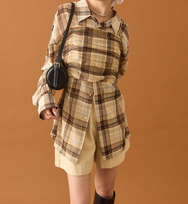  「【着こなし豊富◎】チェックビスチェSETビッグシャツ」|シャツ・ブラウス|