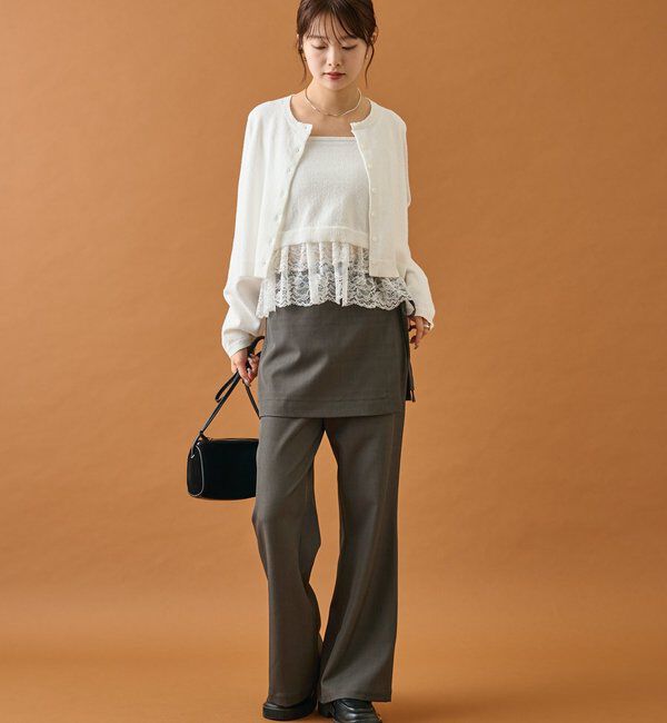  「ブークレ裾レースカーデセット」|カーディガン|