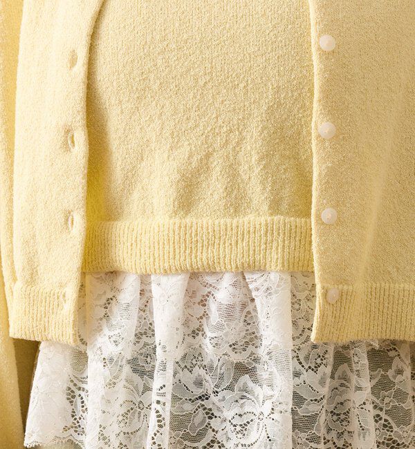  「ブークレ裾レースカーデセット」|カーディガン|