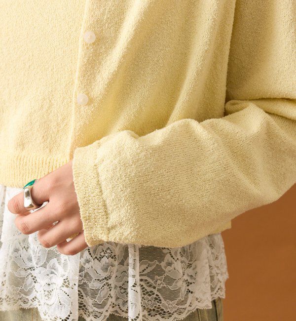  「ブークレ裾レースカーデセット」|カーディガン|