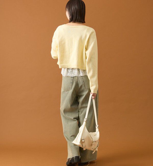  「ブークレ裾レースカーデセット」|カーディガン|