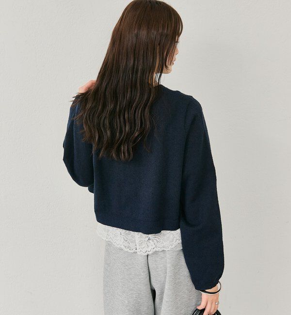  「ブークレ裾レースカーデセット」|カーディガン|