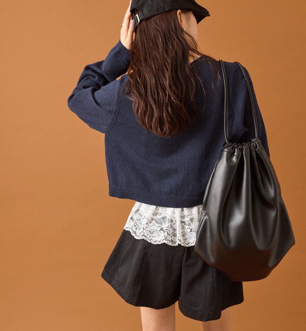  「ブークレ裾レースカーデセット」|カーディガン|