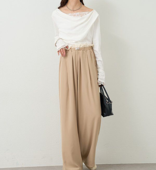  「【オールシーズン対応/WEB限定アイボリー】フリルイージーパンツ」|チノ|