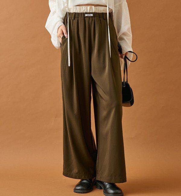  「【オールシーズン対応/WEB限定アイボリー】フリルイージーパンツ」|チノ|