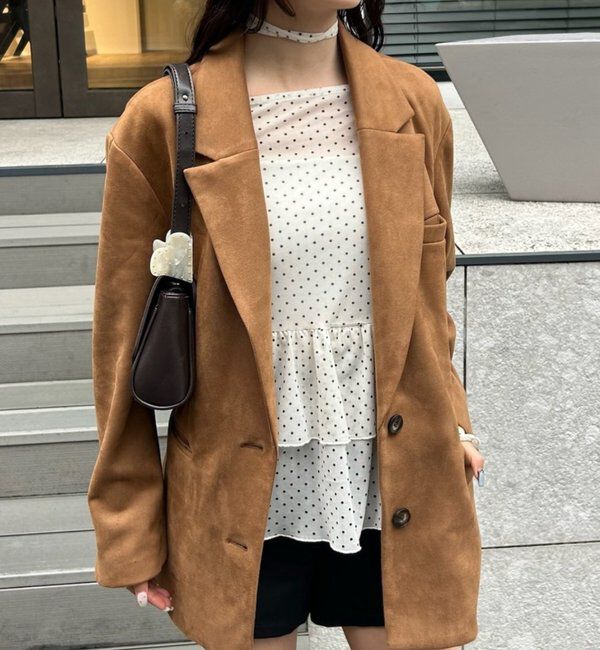  「フェイクスウェードジャケット」|テーラードジャケット|キャメル