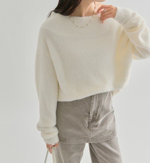  「ミンクライクワイドネックニット」|ニット・セーター|