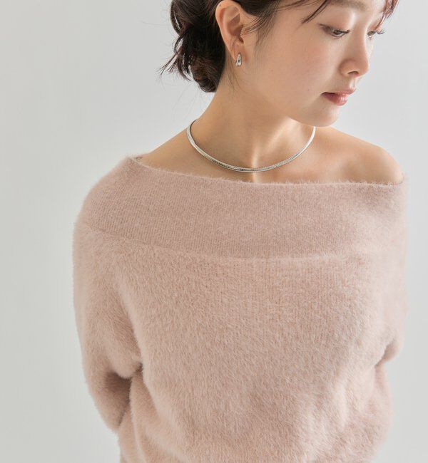  「ミンクライクワイドネックニット」|ニット・セーター|