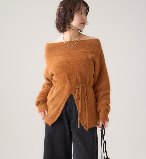 「ミンクライクワイドネックニット」|ニット・セーター|