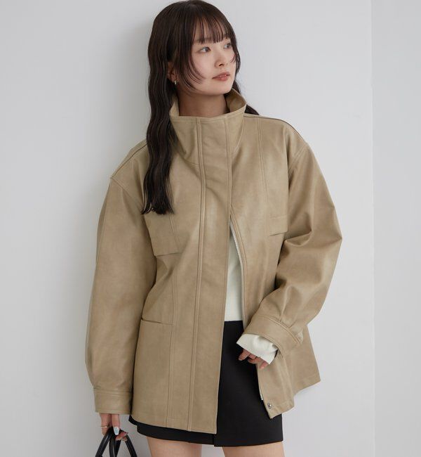  「ドロストフェイクレザーブルゾン」|ブルゾン・スタジャン|