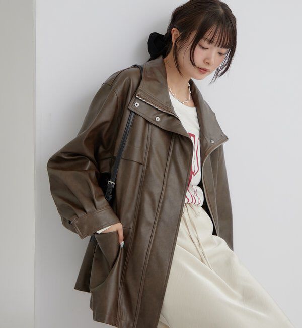  「ドロストフェイクレザーブルゾン」|ブルゾン・スタジャン|