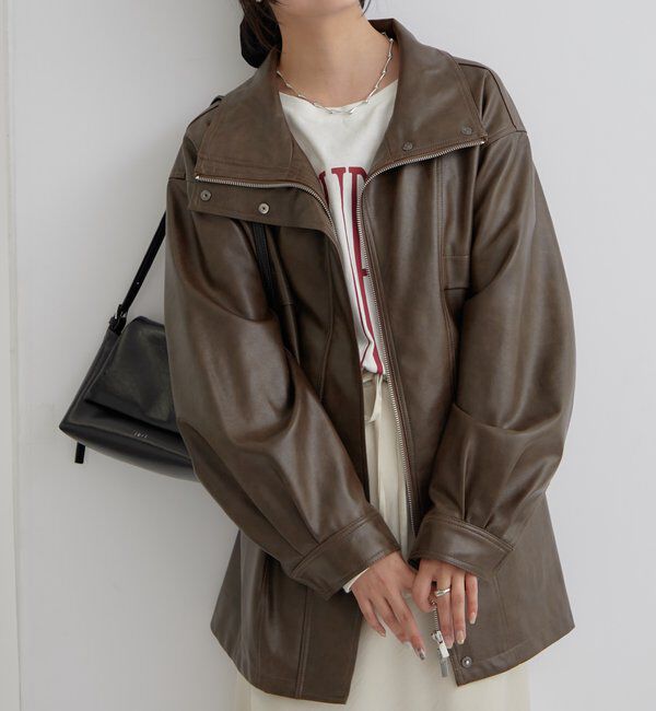  「ドロストフェイクレザーブルゾン」|ブルゾン・スタジャン|