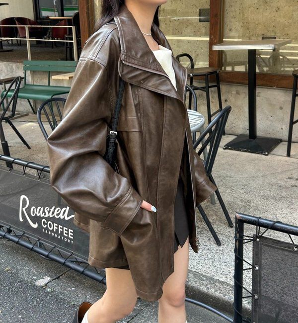  「ドロストフェイクレザーブルゾン」|ブルゾン・スタジャン|