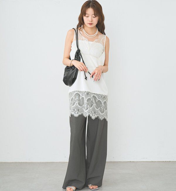  「レースサテンキャミソール」|シャツ・ブラウス|