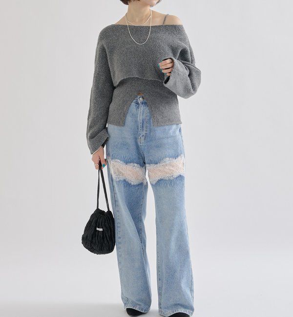  「クロスニットスリットキャミSET」|ニット・セーター|