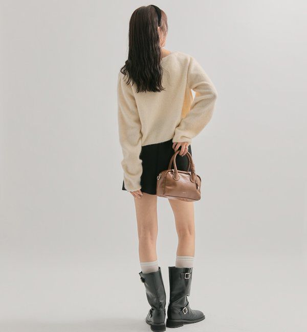  「スクエアネックニットカーディガン」|カーディガン|