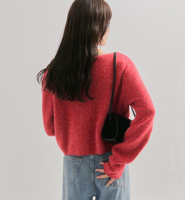  「スクエアネックニットカーディガン」|カーディガン|