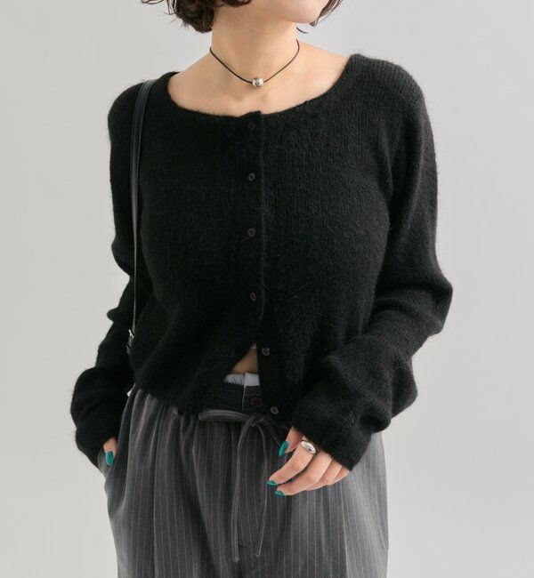  「スクエアネックニットカーディガン」|カーディガン|