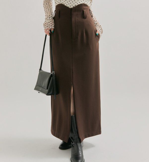  「WAVEフロントZIPスカート」|スカート|ブラウン