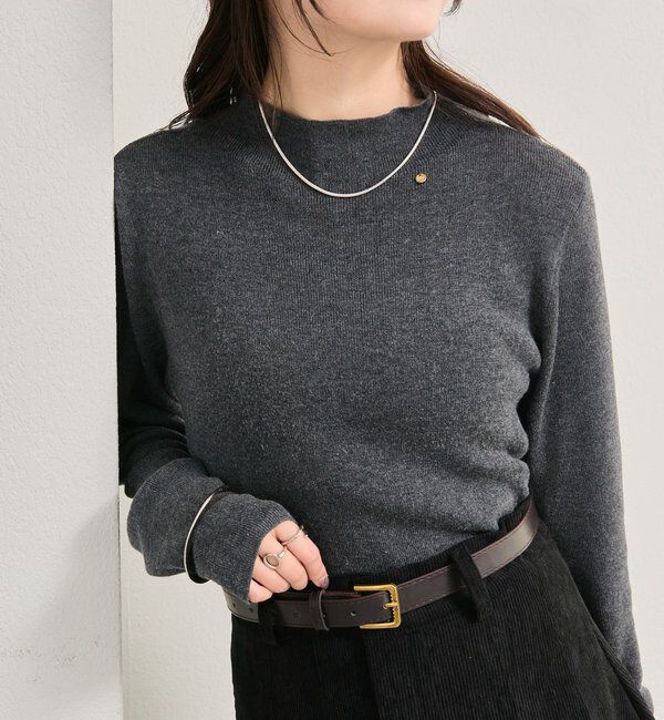  「プレート付きハイネックニット」|ニット・セーター|グレー