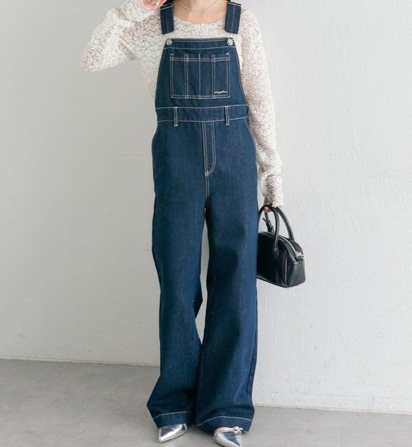  「フレアサロペット」|オールインワン|ネイビー