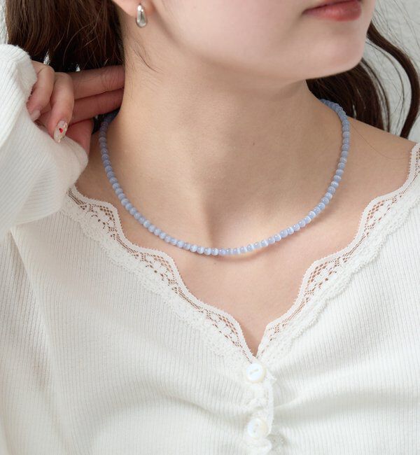  「クリアカラービーズネックレス」|リング|ブルー