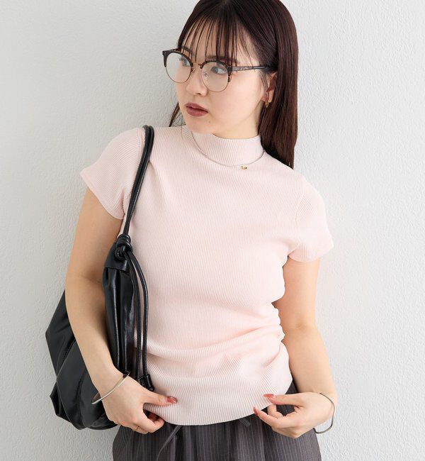  「ハイネックフレンチリブニット」|ニット・セーター|ピンク