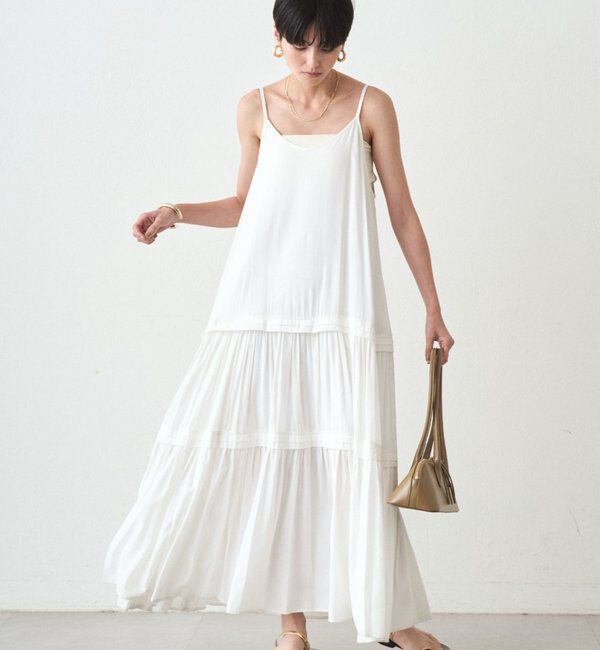  「サテンティアードキャミワンピース」|ワンピース|