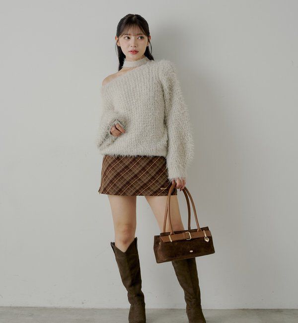  「2wayレイヤードチェックボックスタイトミニスカート」|スカート|