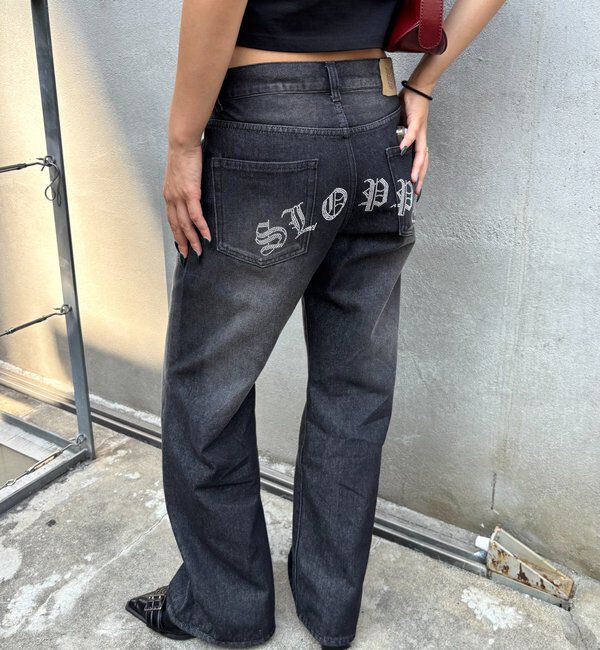  「SLOPPYラインストーンローライズデニム」|デニム|