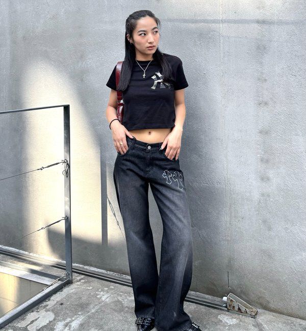  「SLOPPYラインストーンローライズデニム」|デニム|