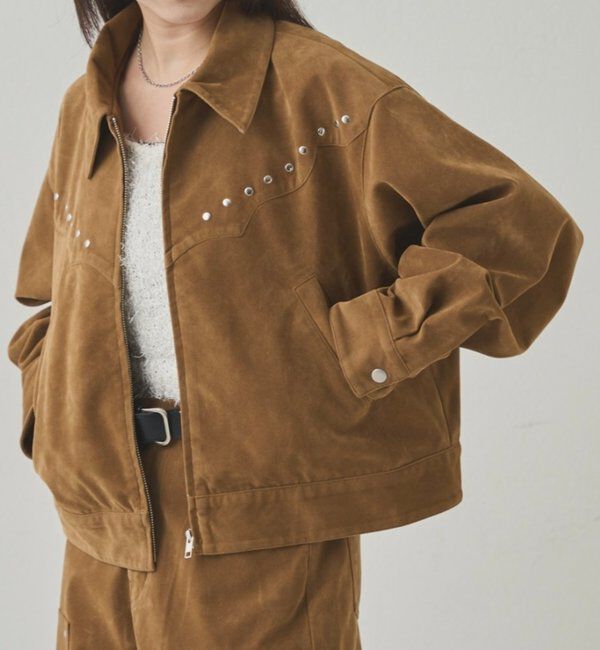  「SUEDE STUDDED BLOUSON/スウェードスタッズブルゾン」|ブルゾン・スタジャン|キャメル