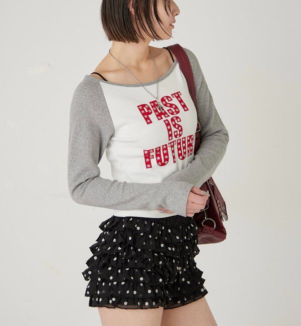  「スタースタッズラグランロゴトップス」|Tシャツ・カットソー|