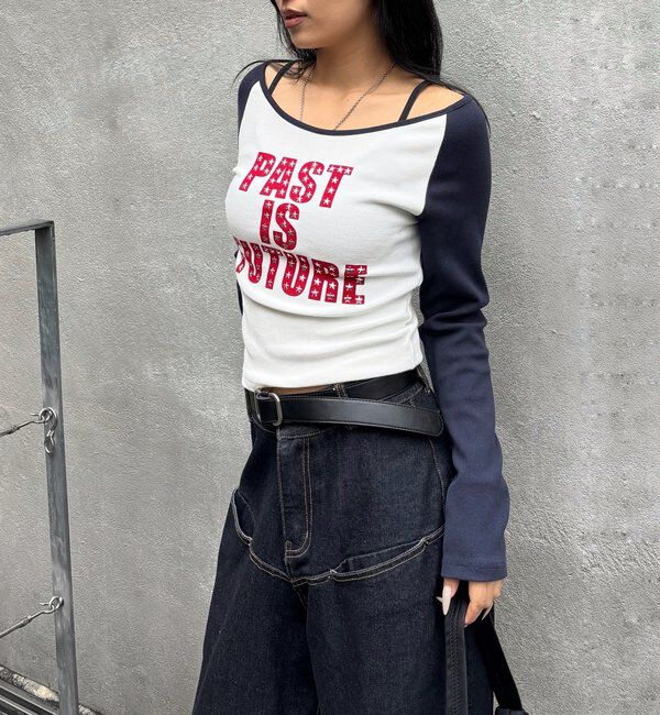  「スタースタッズラグランロゴトップス」|Tシャツ・カットソー|