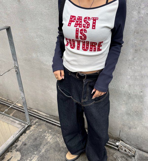  「スタースタッズラグランロゴトップス」|Tシャツ・カットソー|