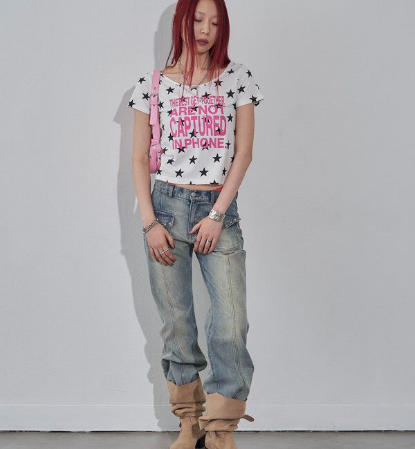  「【WEB限定】メッセージスタードットS/S TEE」|Tシャツ・カットソー|