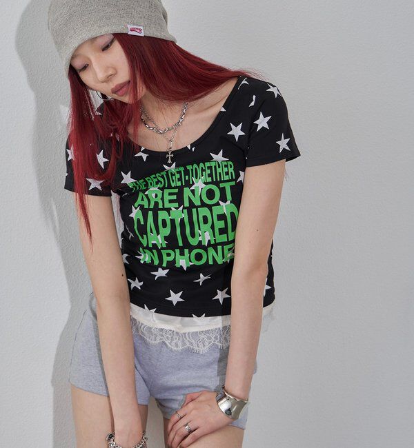  「【WEB限定】メッセージスタードットS/S TEE」|Tシャツ・カットソー|