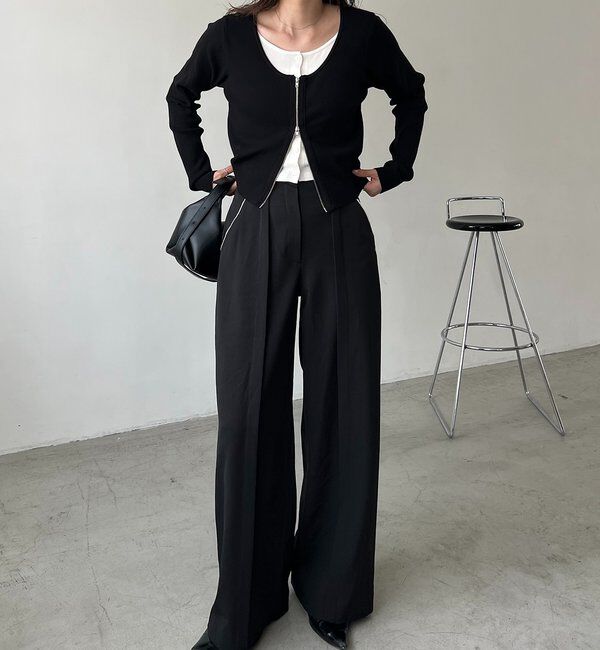  「【WEB限定】Wジップレイヤードニット」|カーディガン|