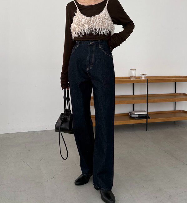  「【コラボ限定カラー/ホワイト・ベージュ】13ozハイウエストストレートデニム」|デニム|