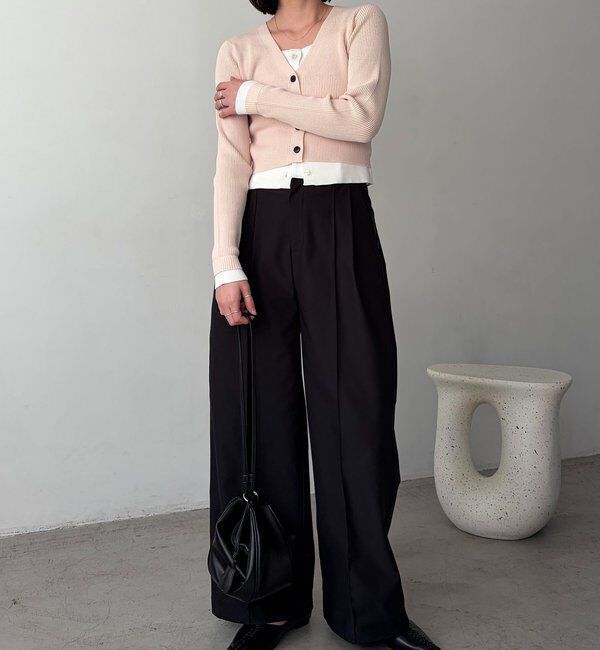  「バイカラーレイヤードカーディガン」|カーディガン|