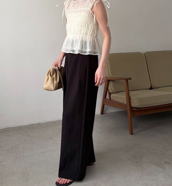  「【褒められトップス/360度スタイルアップ】オーガンジーペプラムブラウス」|シャツ・ブラウス|