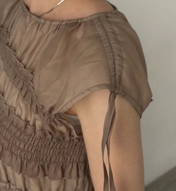  「【褒められトップス/360度スタイルアップ】オーガンジーペプラムブラウス」|シャツ・ブラウス|