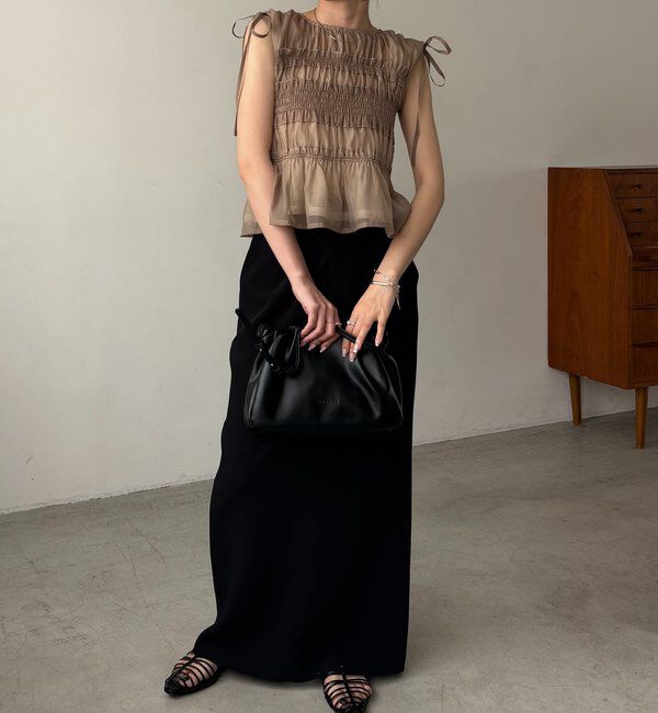  「【褒められトップス/360度スタイルアップ】オーガンジーペプラムブラウス」|シャツ・ブラウス|