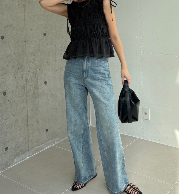  「【褒められトップス/360度スタイルアップ】オーガンジーペプラムブラウス」|シャツ・ブラウス|