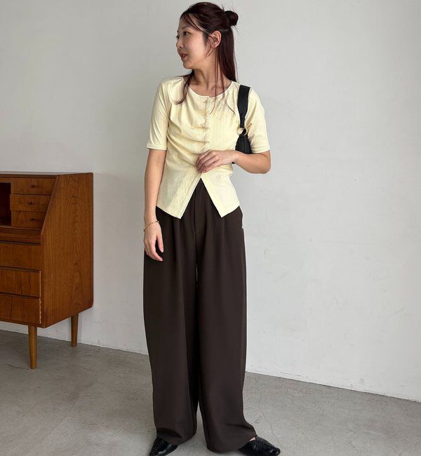  「【一癖可愛い】フロントタックフリルT」|Tシャツ・カットソー|