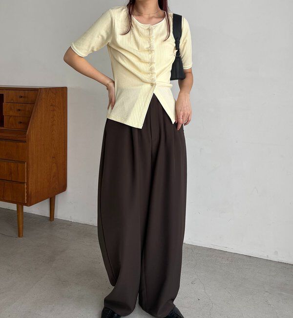  「【一癖可愛い】フロントタックフリルT」|Tシャツ・カットソー|