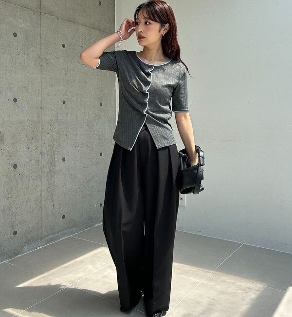  「【一癖可愛い】フロントタックフリルT」|Tシャツ・カットソー|