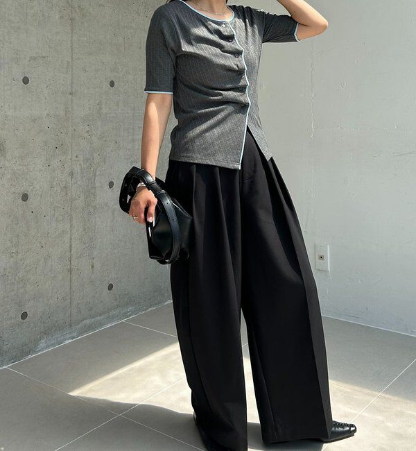  「【一癖可愛い】フロントタックフリルT」|Tシャツ・カットソー|